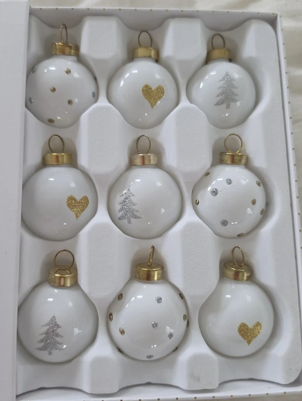 Sugar And Paper Set Of 9 Mini Christmas Ornaments 40mm Size